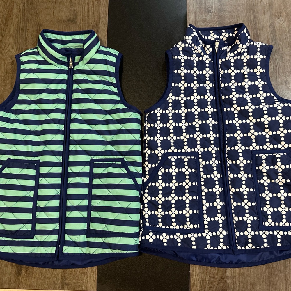 Girls J Khaki Girls Size Medium Puffer Vests (2) NWOT